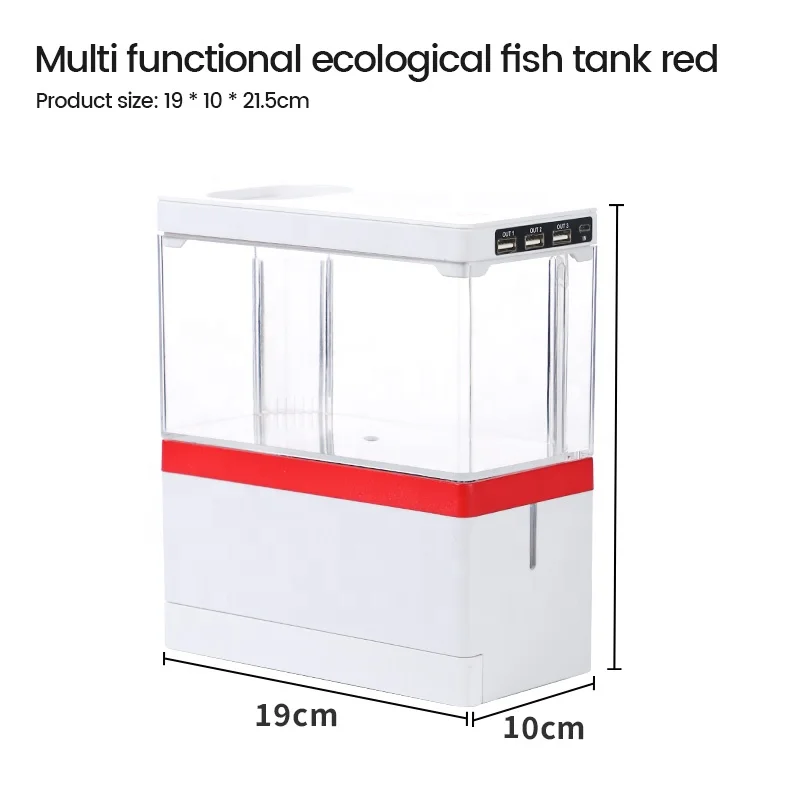 New Design Mini Desktop Acrylic Aquarium Fish Tank With USB Port And Led Aquarium Light