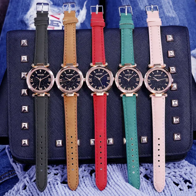 Fashion Diamond Elegant Women watch  Ladies High Quality Leather Starry Sky Watch Woman watch Relogio Feminino