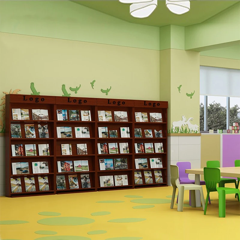 Floor type magazine and newspaper rack 3 layers drawing display office information folder