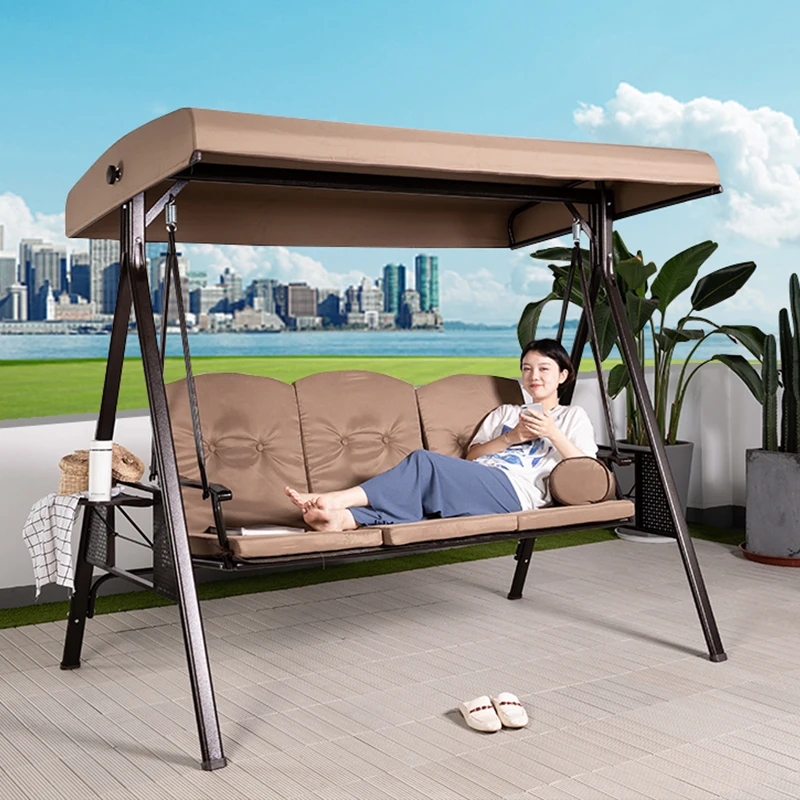 Large Swing Patio With Canopy Outdoor Furniture Wholesale Garden Metal Swing for 2 with Canvas Seats Panama Patio Swing
