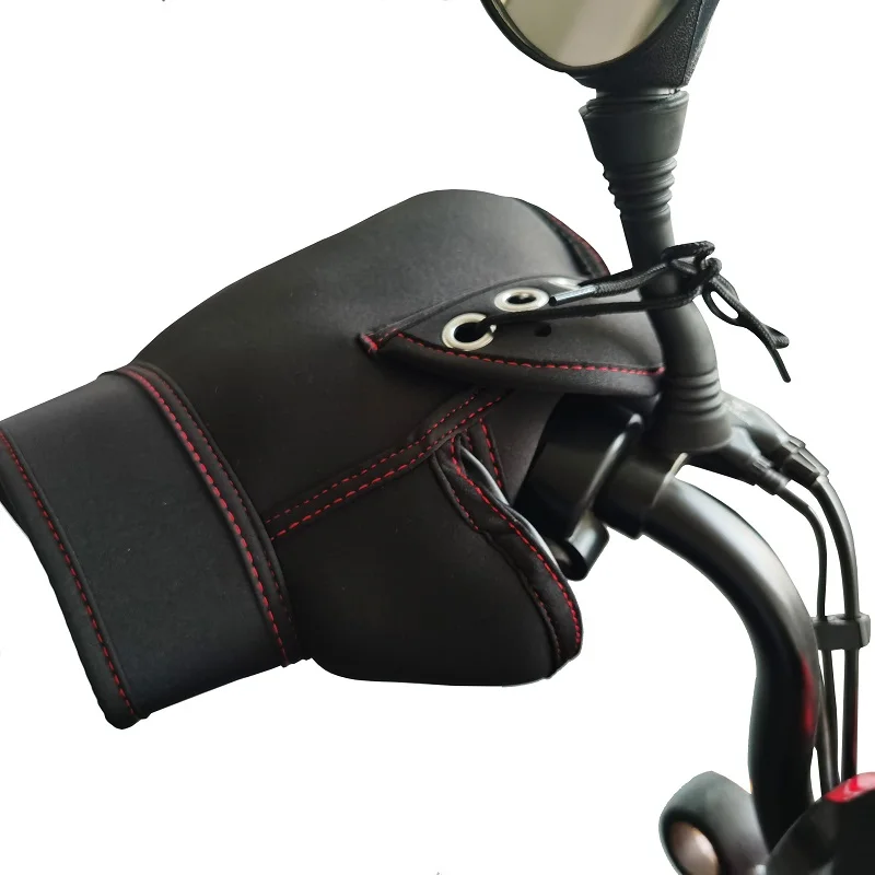 Winter Thicken Fleece Warm Waterproof Riding Handle Cover Neoprene Thermal Scooter Motorcycle Driving Handlebar Gloves Mitten