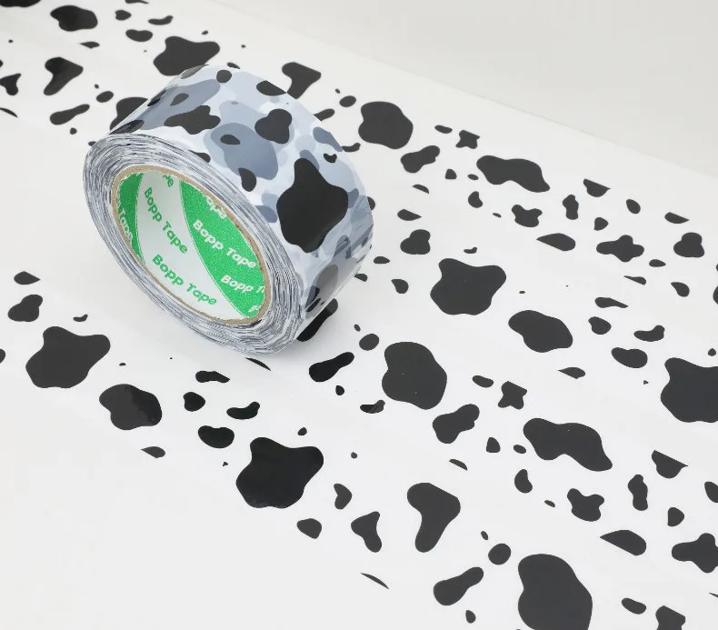 Wholesale White Black Color Checker Cow Pattern Decoration Pack Scotched Tape Bopp Box Packaging Tape By Suppliers