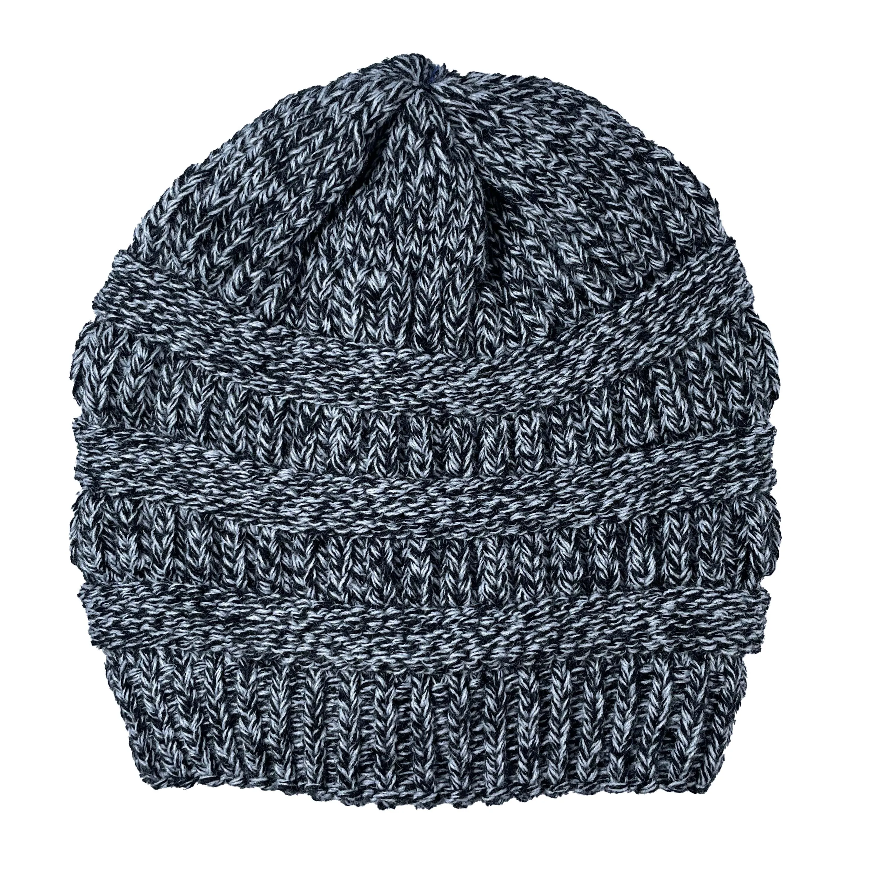 100% Acrylic High Quality Winter Warm Satin Lined Knitted Beanie Hat Caps with Silk Lining