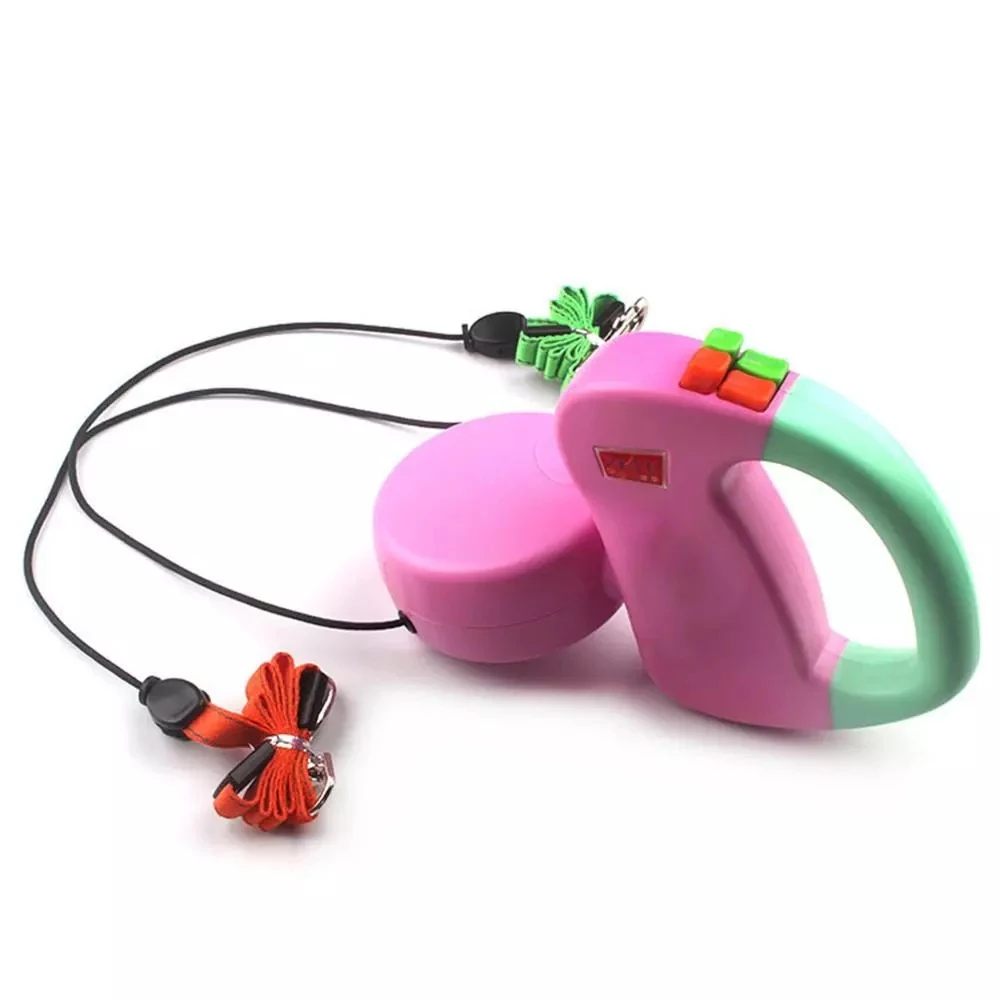 One Tow Two Anti-winding Traction Rope Double Dog Chain Double-headed Automatic Retractable Dog Traction Rope