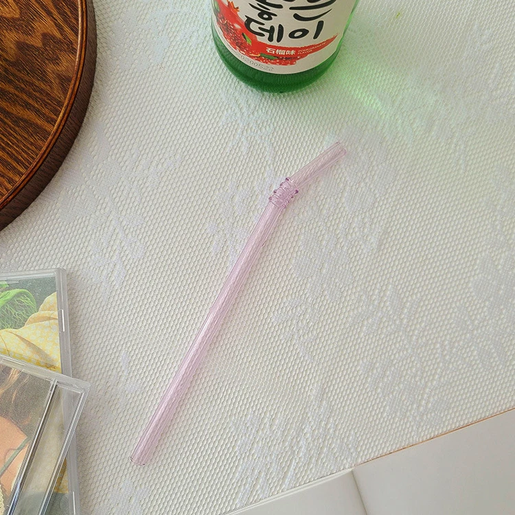 Factory direct sale colored borosilicate glass straws curved straw