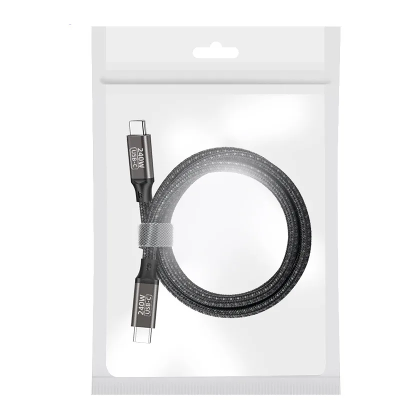 Custom Logo 2000mMb/s Transfer QC3.0 Adapter 5A Fast Charging Usb Type C Quick Charge C-C 240W Cable