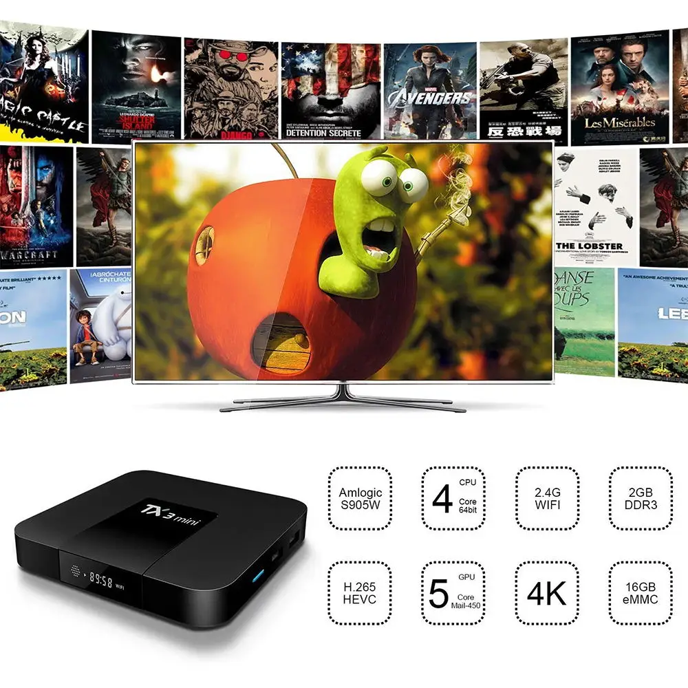Горячие Продажи Стабильное качество Amlogic S905W android 7,1 tv box smart 4 К android tv box