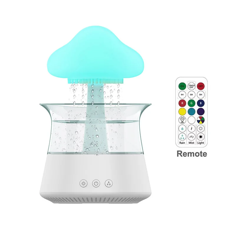 Bedroom table lamp oem remote water drip mushroom raining cloud air humidifier humificador difusor de aromas h2o humidifier