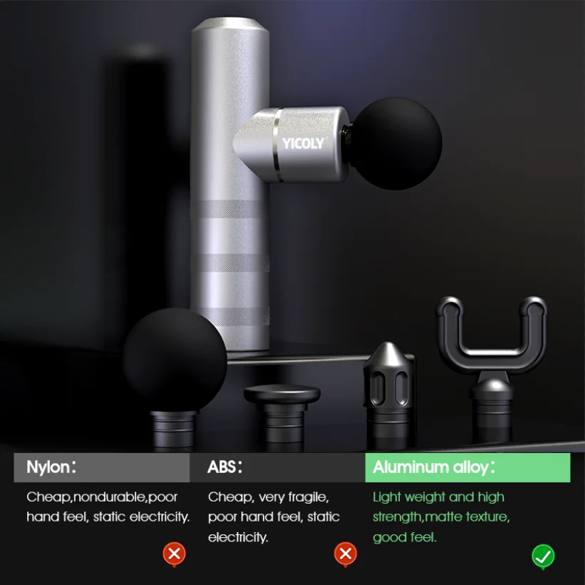 YICOLY aluminium Custom deep tissue mini travel size pocket massage gun deep muscle vibration Heat relief massage gun