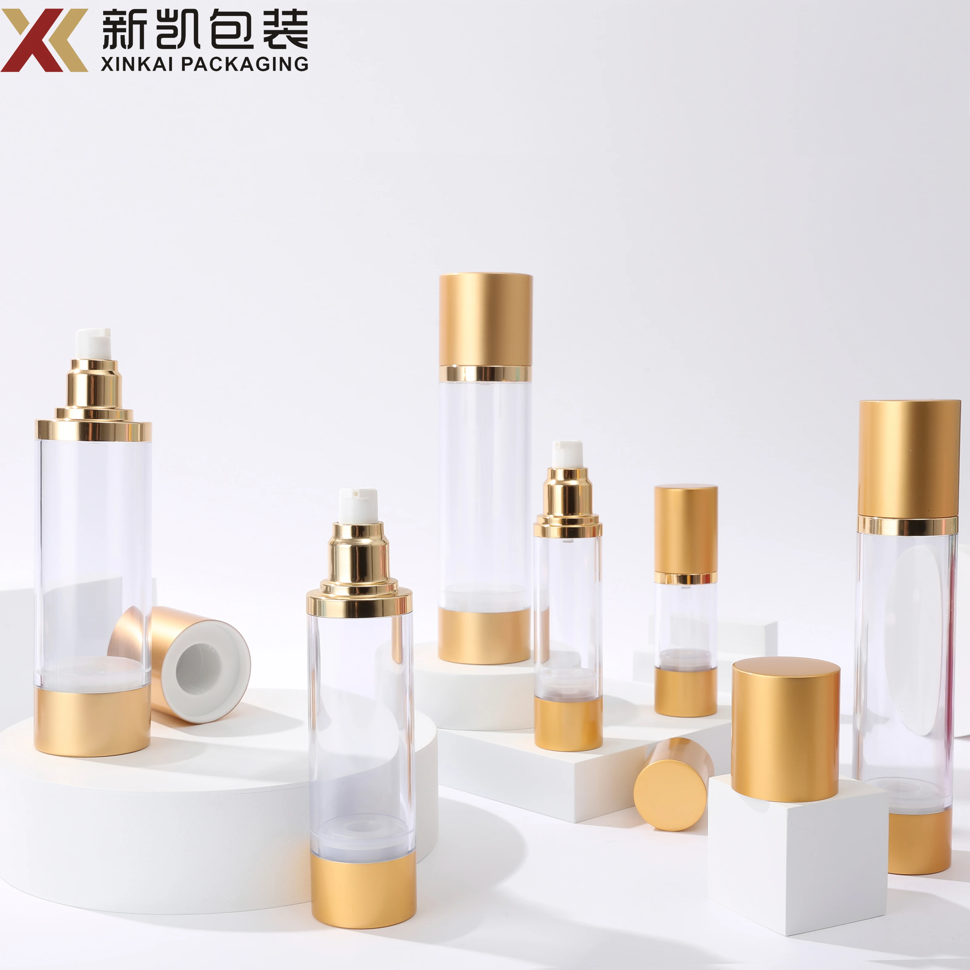 15ml-200ml Lotion Plastic Airless Bottle,Cosmetic Packaging Airless Pump Bottle with Metal Lid