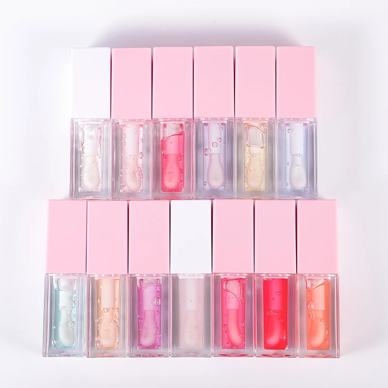 Wholesale Low MOQ high quality glossy organic fruit flavor lip oil private label clear vegan pink lip oil