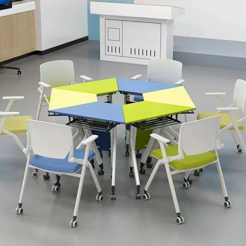 Office movable folding office furniture accessories metal frame training desk table chair sets