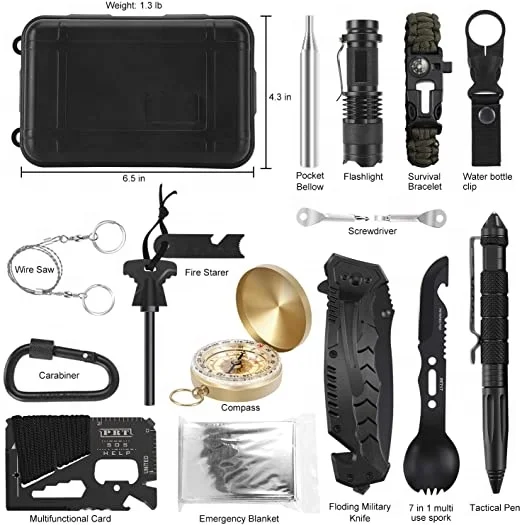 
Custom Outdoor Hiking Gear Camping Emergency First Aid Survival Kit 