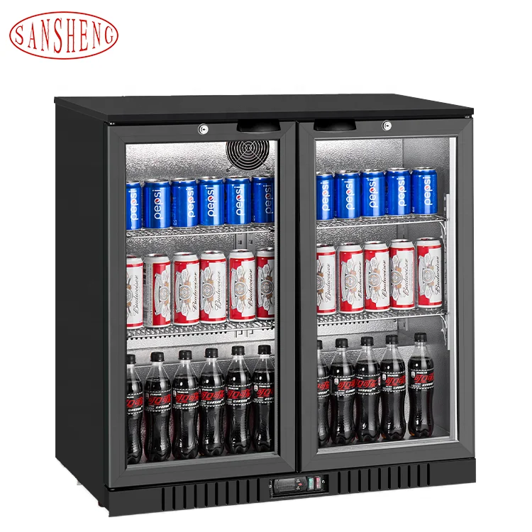 Double Glass Door Beer Cooler Bar Fridge Bar Under Counter Beverage Cooler Refrigerator