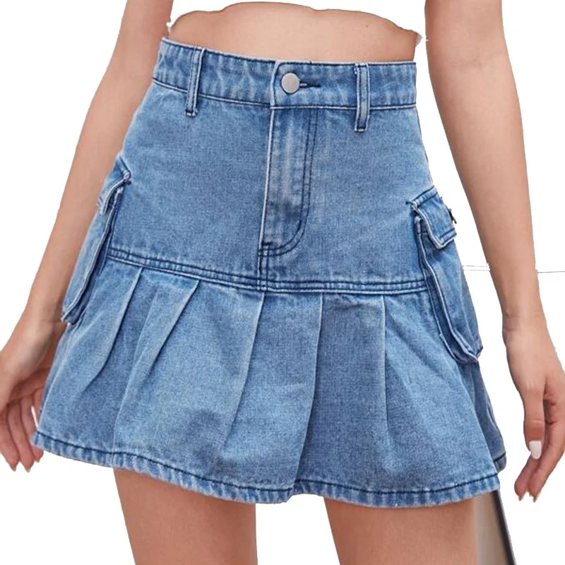 Women Denim Wholesale Ripped Denim Four-color Short Blue Pencil Skirt Mini Skirt Spring Summer By Inspire Apparel