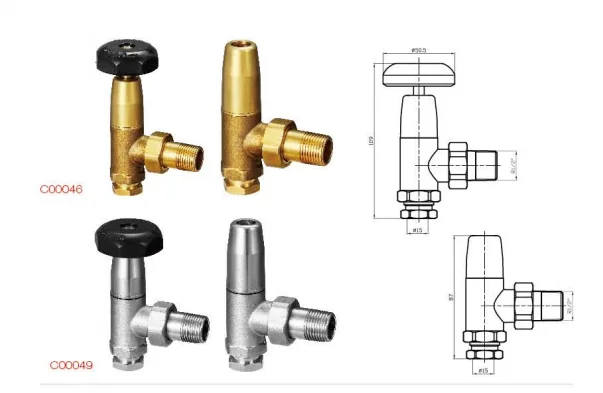 Traditional Angled Heated Towel Rail Radiator Thermostatic Valves Cast Iron Radiator Valve