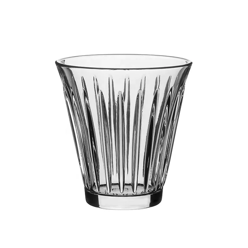 Hot sale products coffee tea espresso supplies 400ml transparent ribbed glass coffee cup