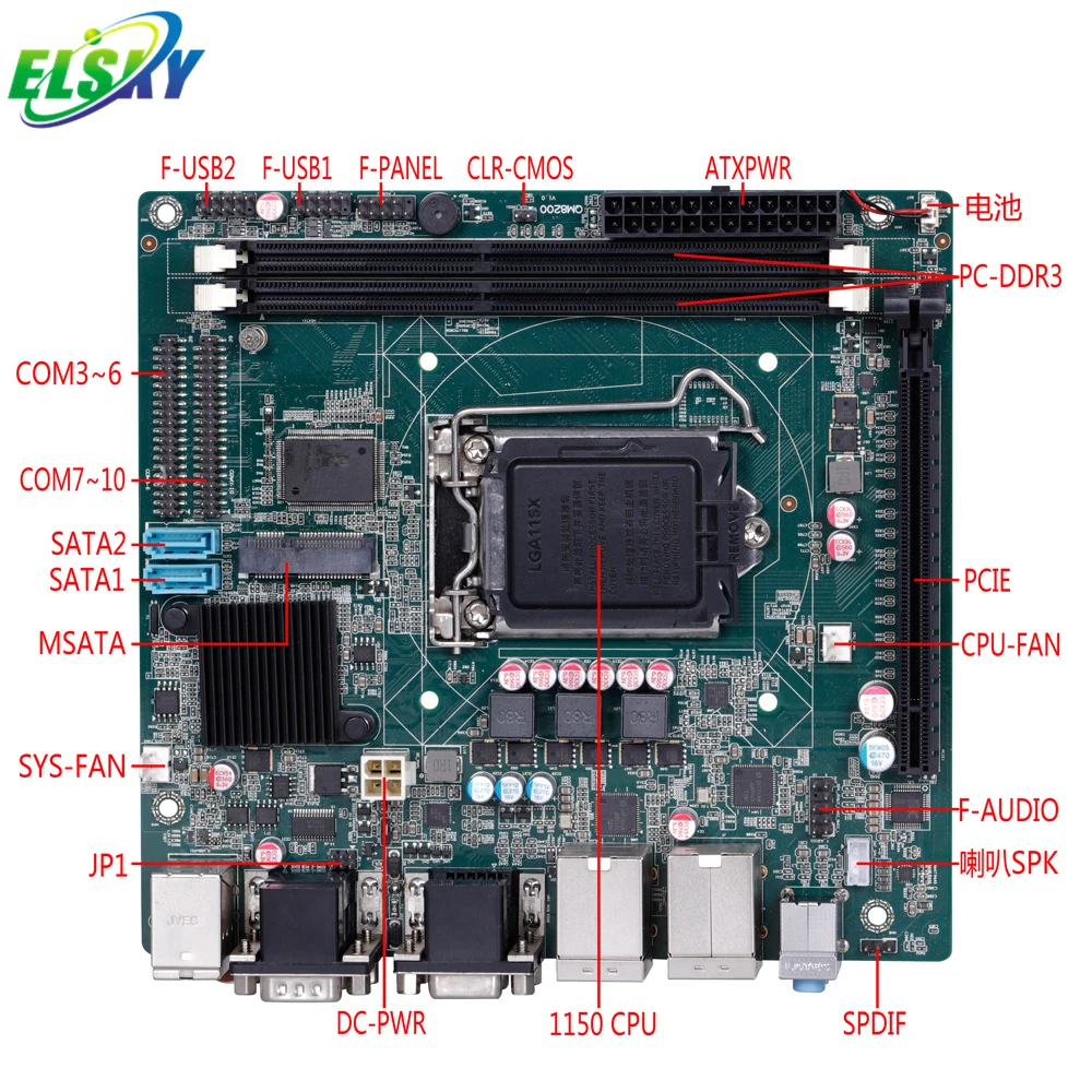 ELSKY NEW design H81 Quad Core3.4GHz x86 Haswell LGA1150 Socket Dual DDR3 16GB Dual VGA mini pc with PCI-E3.0 x16 slot ATX Power