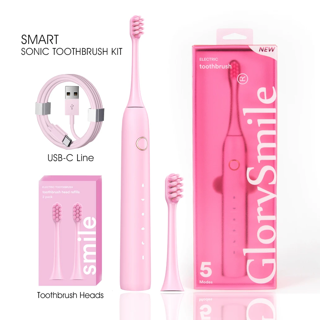 High Grade Pink Electric Toothbrush High Frequency Sonic Tooth Brush With Sensitive Teeth, Polish, Massage Modes