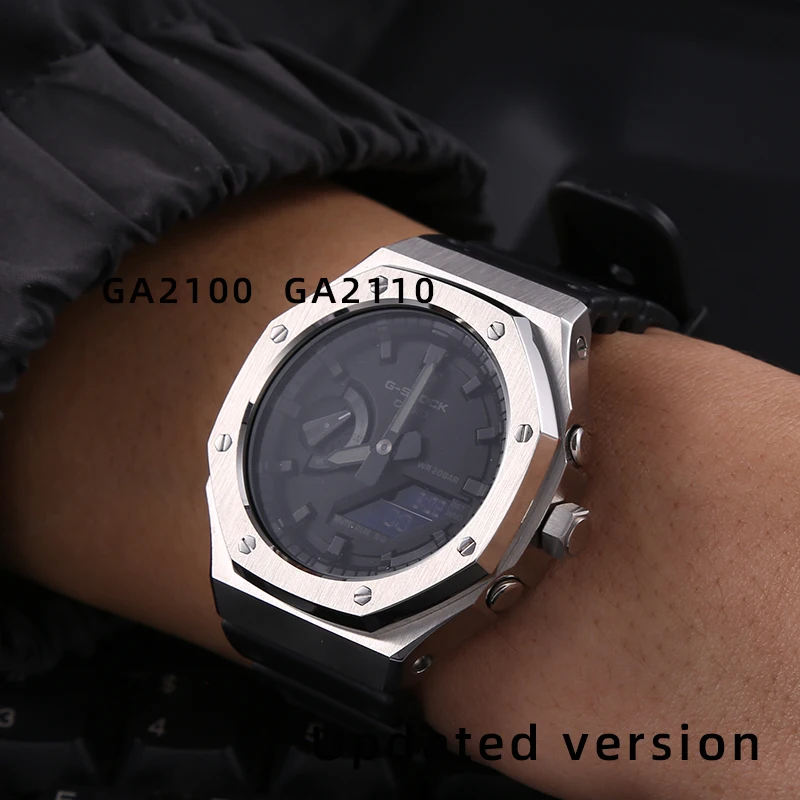 Watch Accessories Modified Stainless Steel Case Silicone Strap DIY For Casioak G Shock Watch GA 2100 Mod Original