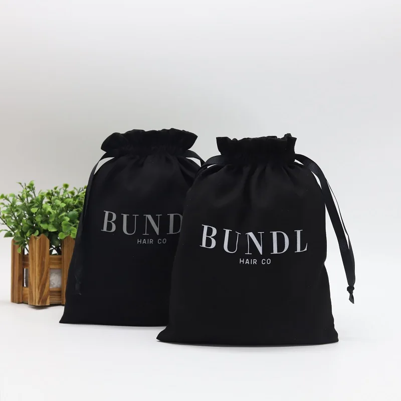 Luxury Custom Branded Black Suede Fabric Packaging Pouch Suede Shoe Bundle Hair Hat Cloth Dust Drawstring Bag