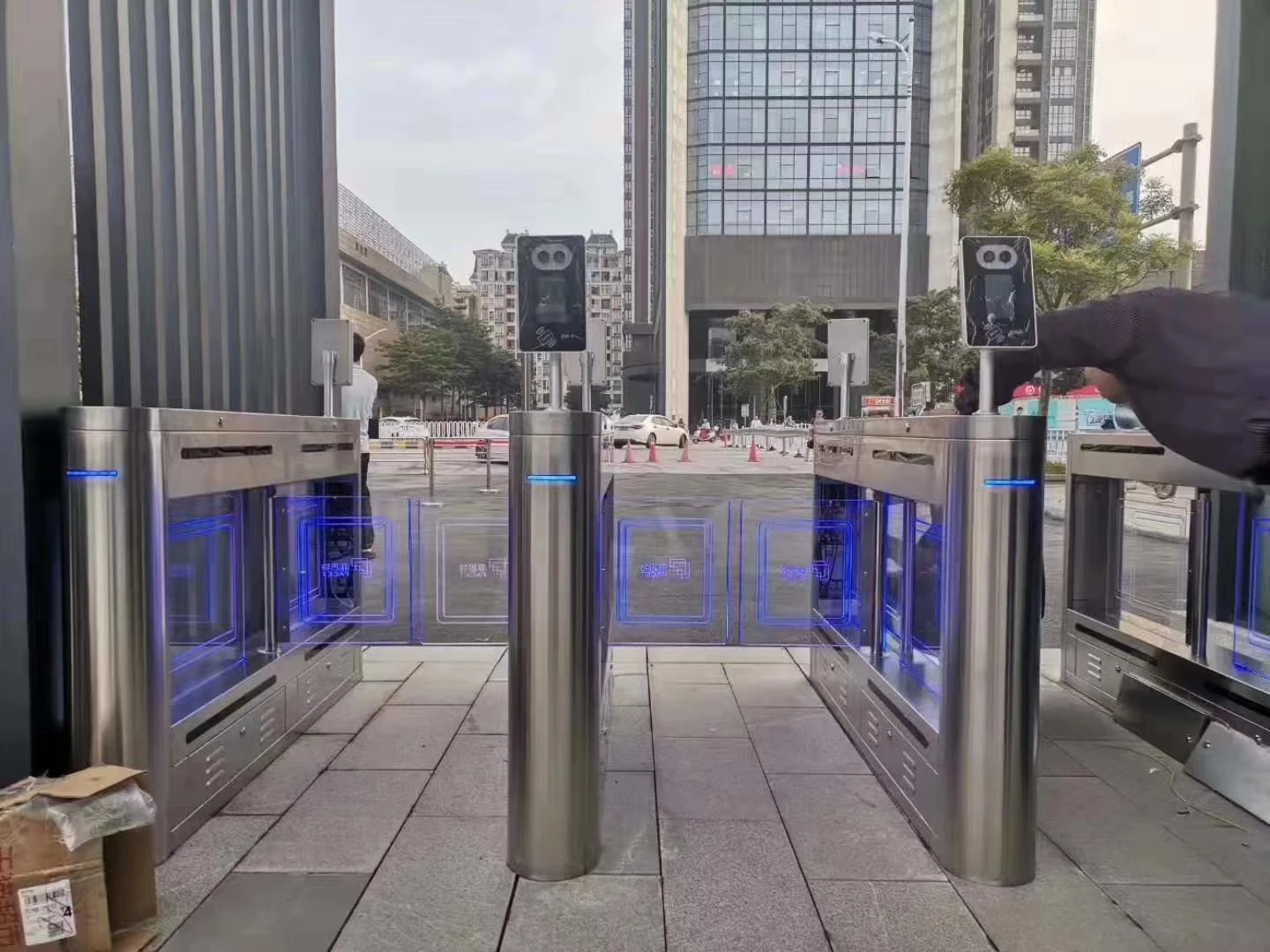120w Access Gate Mechanism Dc Brushless Manual Barrier Swing Turnstile Baffle Gate With Facial Recognition