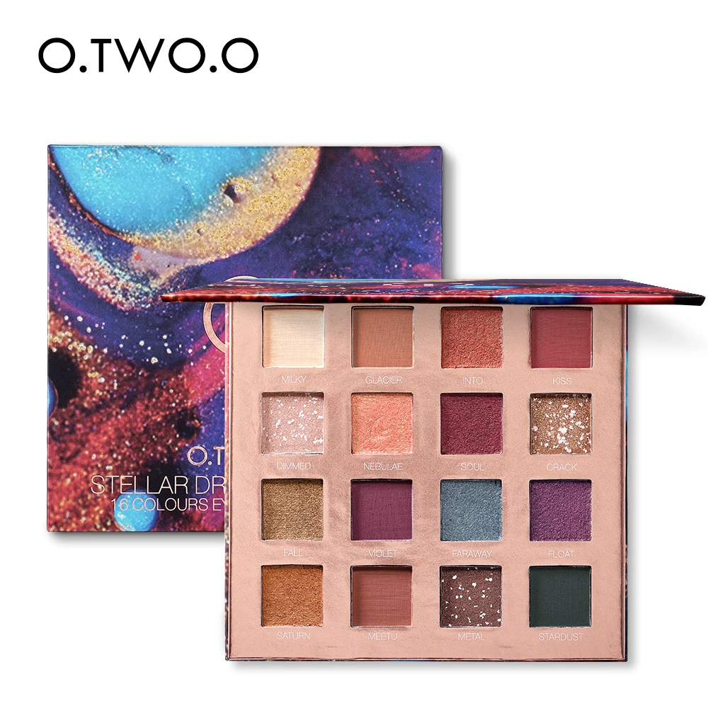 O.TWO.O Cosmetics Glitter Rich Colors Eyeshadow Good Pigmented 16 Colors Eyeshadow Palette