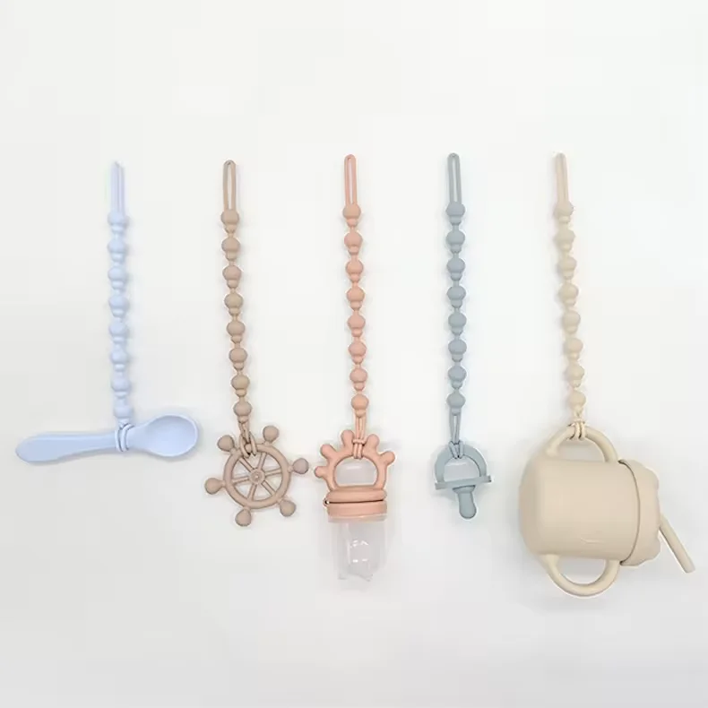 Wholesales Woven Food Grade Baby Silicone Chain With Stuffed Animal For Pacifier Chain Clip