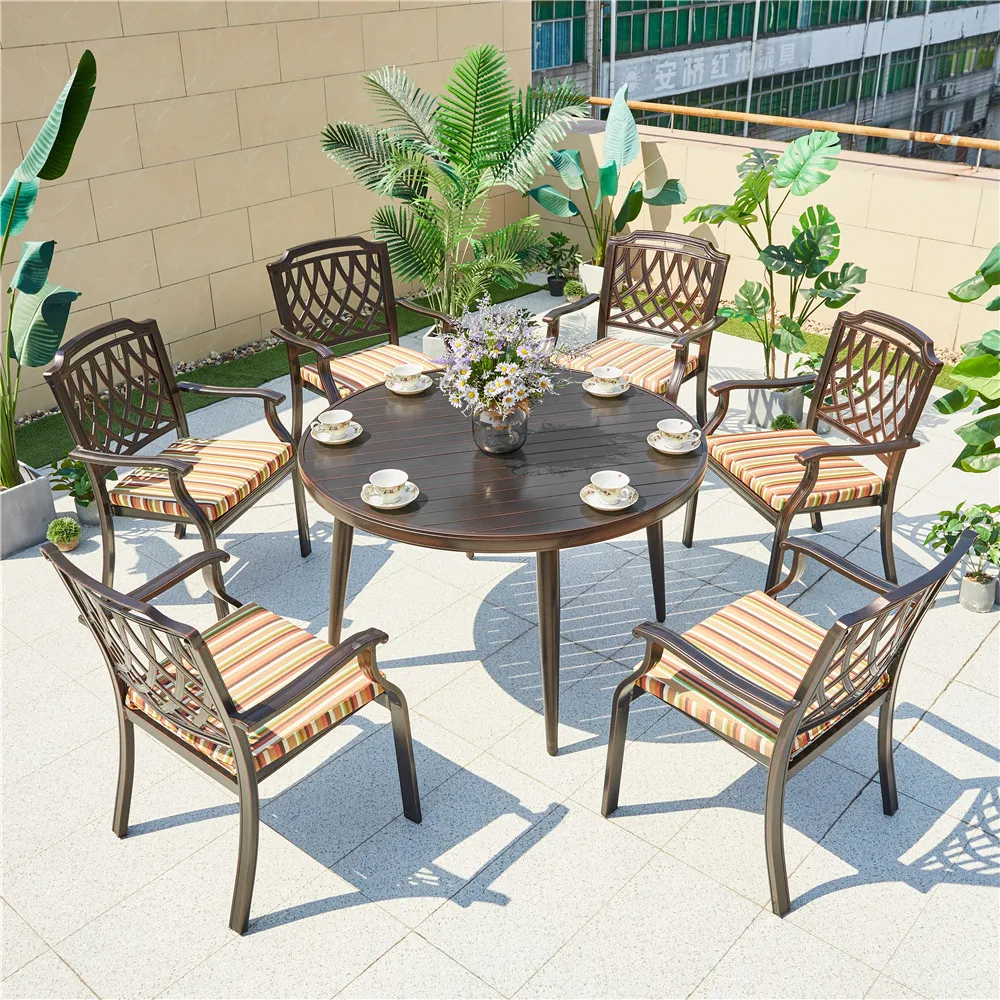 Outdoor Waterproof Furniture Bistro Patio Garden Chair Tables and Chairs Die-cast Aluminum Terrace Wholesale Luxury Garden Set