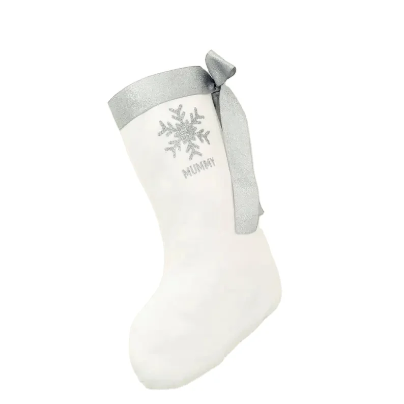 Christmas Gift Socks White Santa Stocking Blank Glitter Candy Storage Bag Festival Decoration Supplies Christmas Stocking