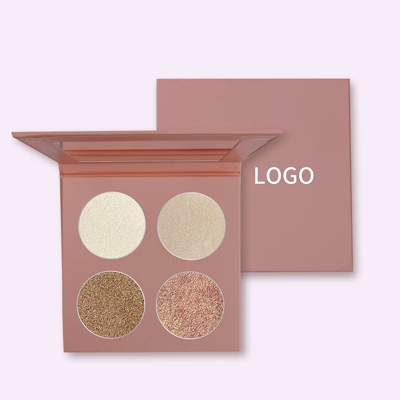 
private label single glow highlighter palette makeup for dark skin 4 color highlighter and contour Hot sale products 
