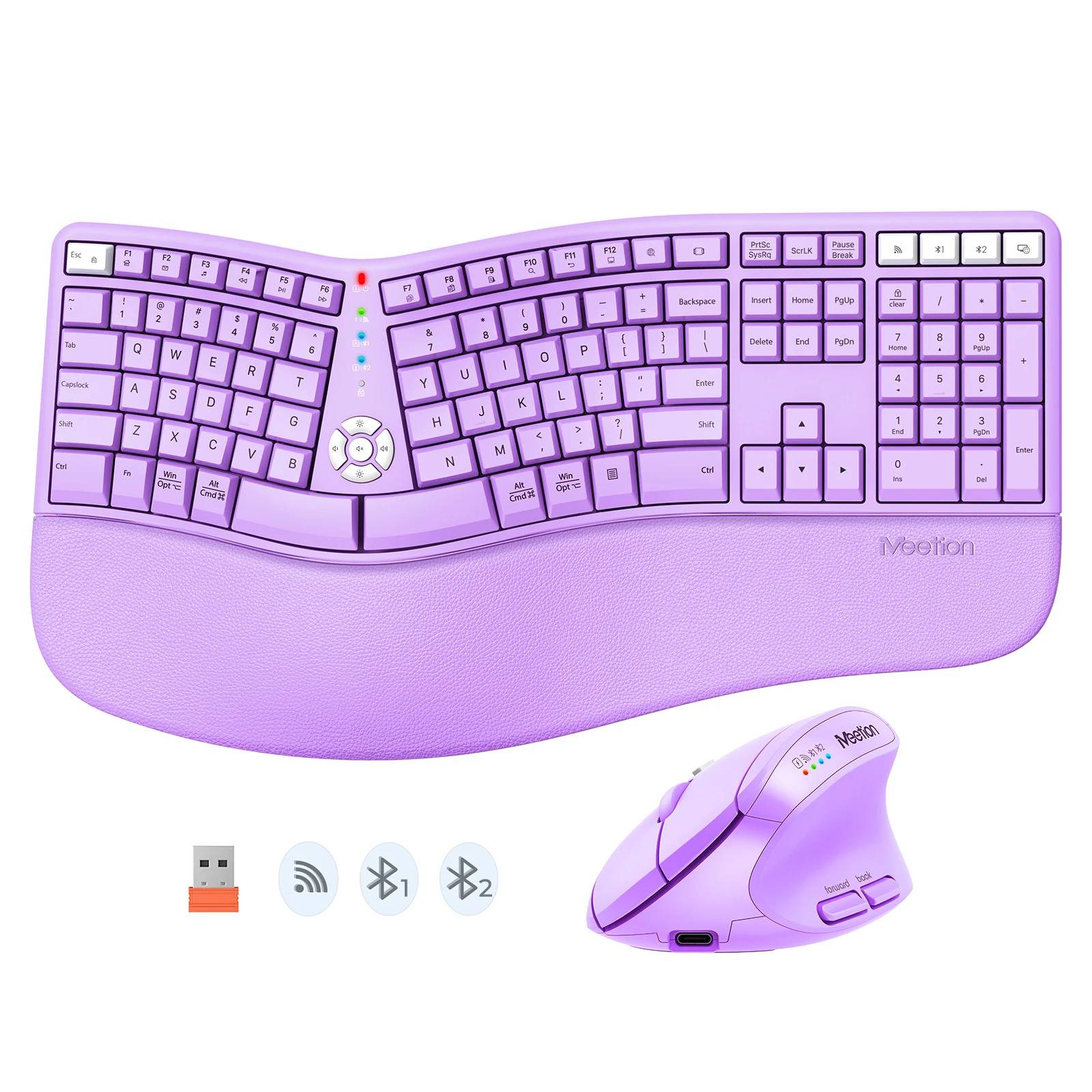 MEETION DirectorC2 Wireless Ergonomic Split Keyboard and Vertical Mouse Combo  Palm Rest Membrane Low Profile Keys Keyboard