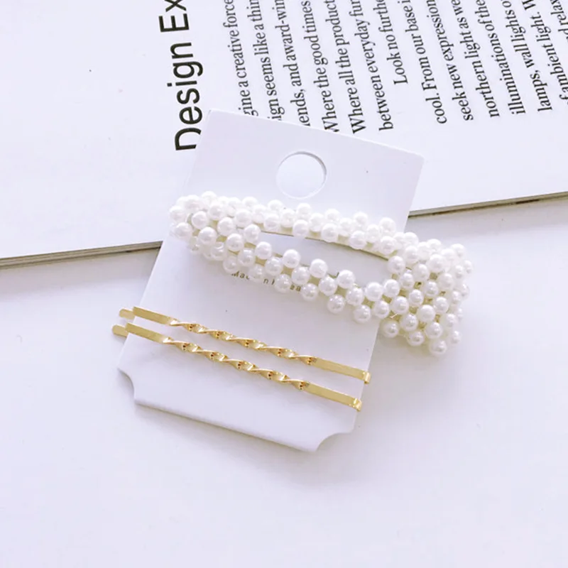 Hot Fashion Princess Girl Hair Bobby Pins Accessories Gold Alloy Metal Pearl Hairpins Kts