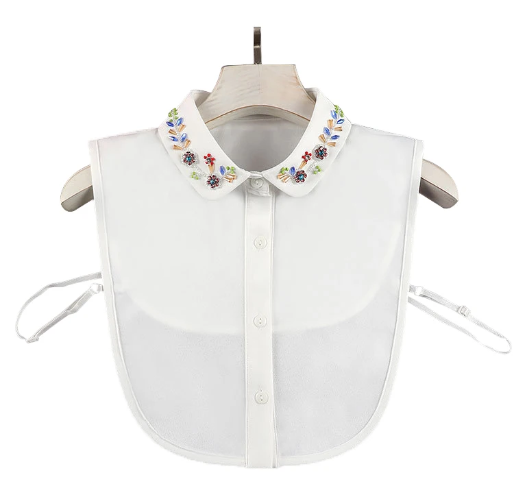  JLZ006B New style handmade decoration garment accessories white detachable chiffon customized fake shirt collar
