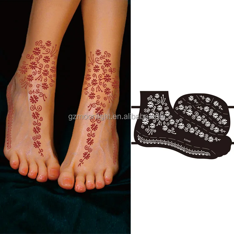 Adhesive Foot Henna Tattoo Stencils Black Tattoo stickers Reusable DIY Temporary Tattoos Stencil
