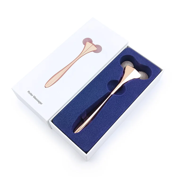 New Arrived 3D Rose Natural Stone Jade Roller Facial Massage Tool Summer Face Guasha Massager Gua Sha Scraper 3D Jade Roller