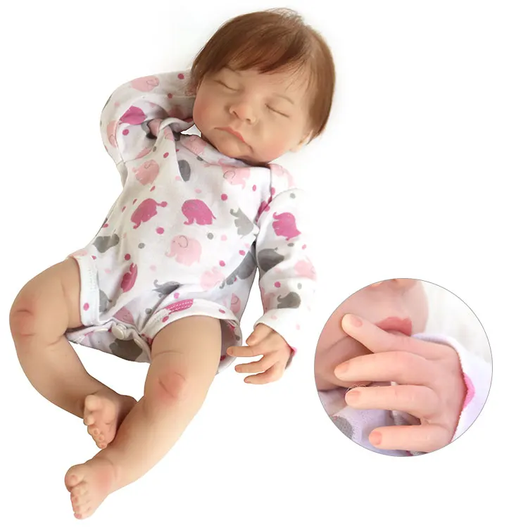 Silicone Baby Doll Realistic Reborn 16inch Sleeping Reborn Dolls Customize Painted Reborn Doll Handmade Bebe Solid Silicone Dol
