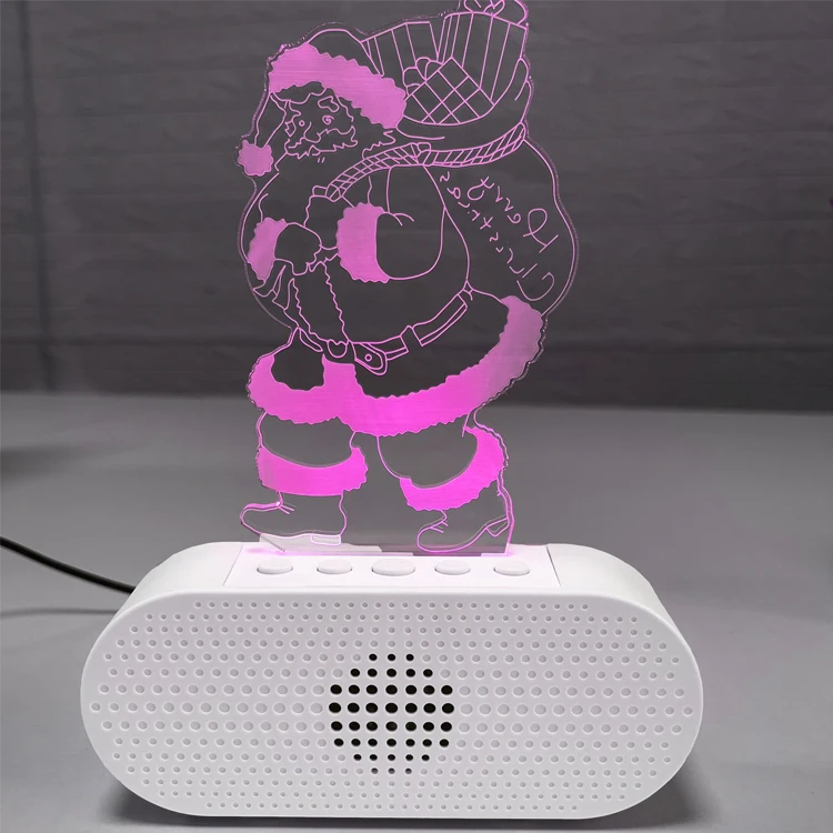 2022 new model  3D LED Night Light Base RGB 7 Colors Changing with Music Speaker TF card