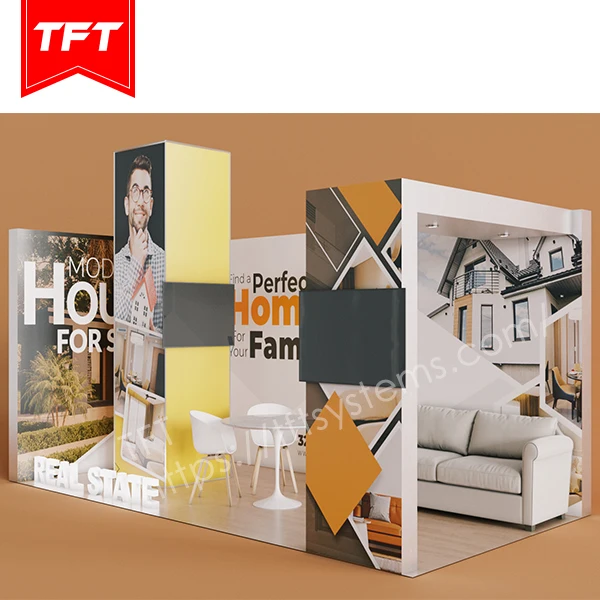 Custom Printed Aluminum Structure Stretch Fabric Double Sided Backlit Trade Show Booth 20X20