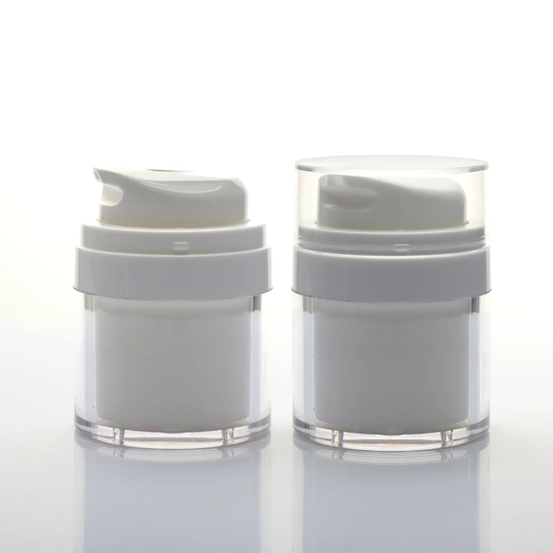 Оптовая продажа индивидуальный насос для ухода за кожей лица крем пустая двойная баночка пластиковая прозрачная упаковка с прозрачной крышкой