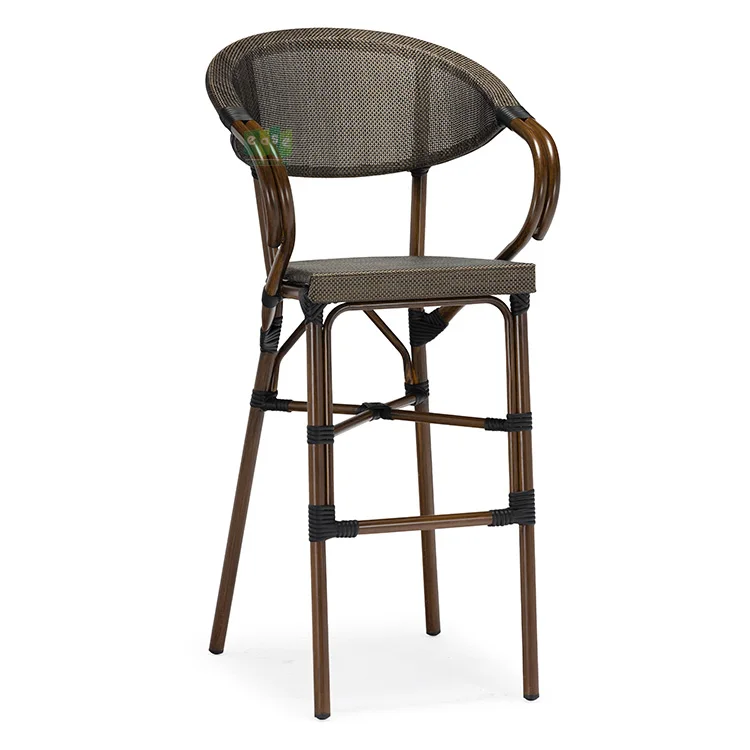 (E8029 bar) Aluminum frame bamboo look teslin fabric bar chair