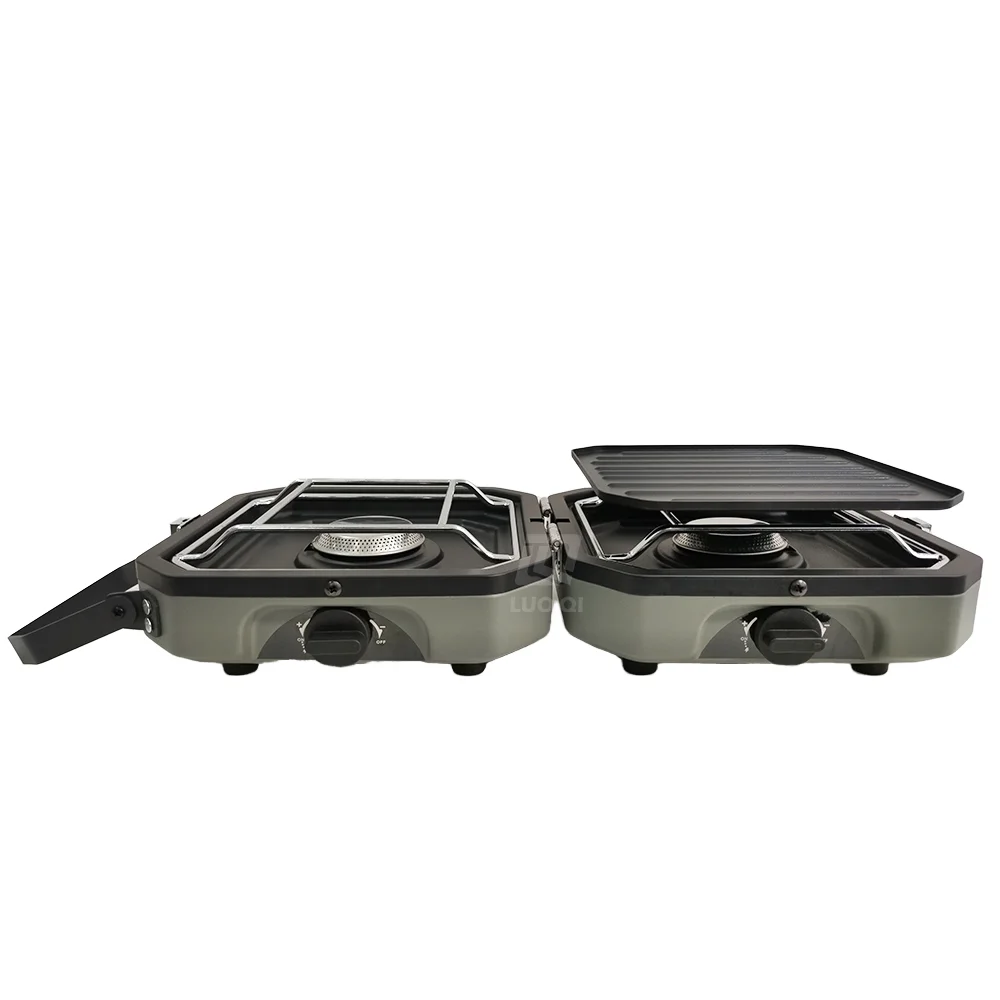 High quality Portable type Folding Two Burner stove Camping energy conservation estufa a gas steak Camping Gas Stove