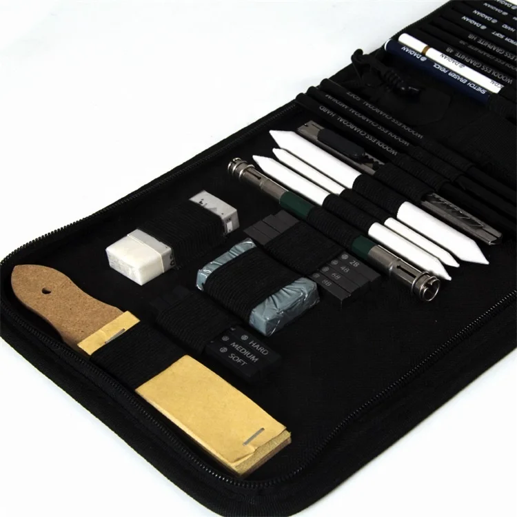 39pcs Professional sketch pencil set Art Set In Terylene Zipper Storage Case Drawing pencil set for KID