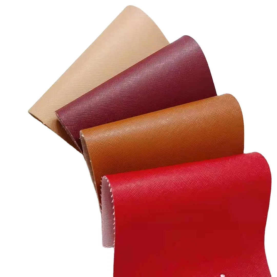 Faux leather fabric for making designer handbags luggage  Saffiano simili cuir leatherette fabric rexine leather PVC