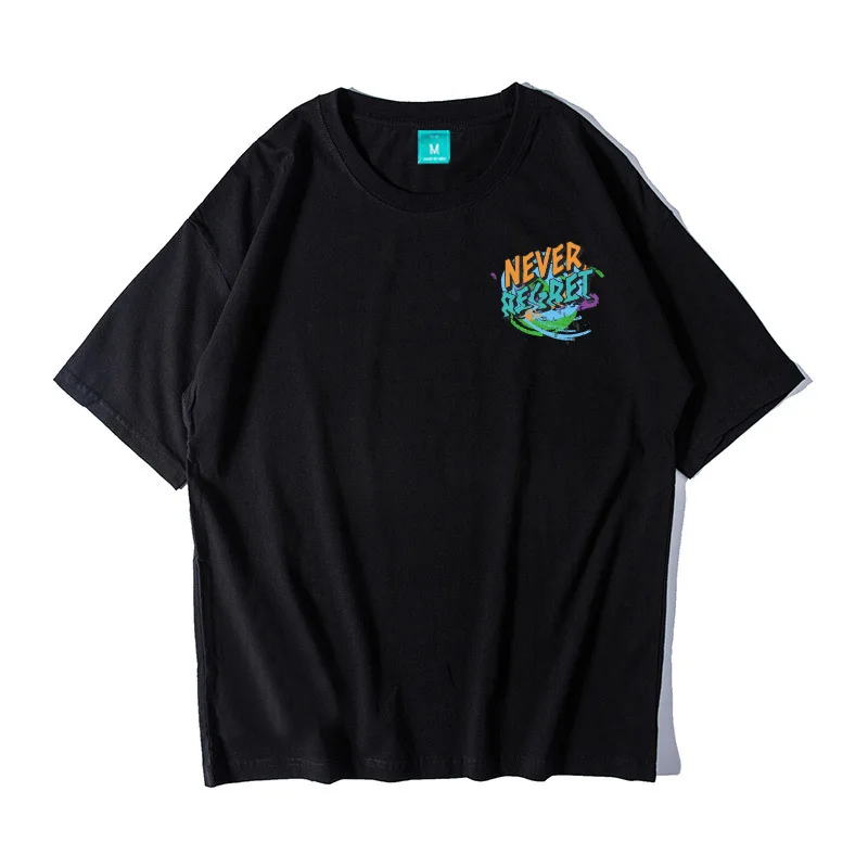 2021 Best Sell Simple Black Short Sleeve Cotton Knitting High Street T Shirt For Boys