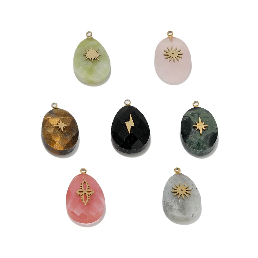 4Pcs 13*22mm Stainless Steel Rhinestone Water Drop Charms Pendants For DIY Making Necklace Supplies Jewelry Findings