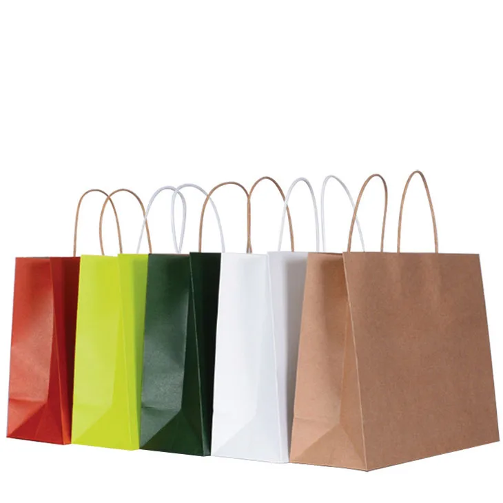 wholesale custom size portable craft paper gift bag stand up kraft paper bag shopping bag custom logo