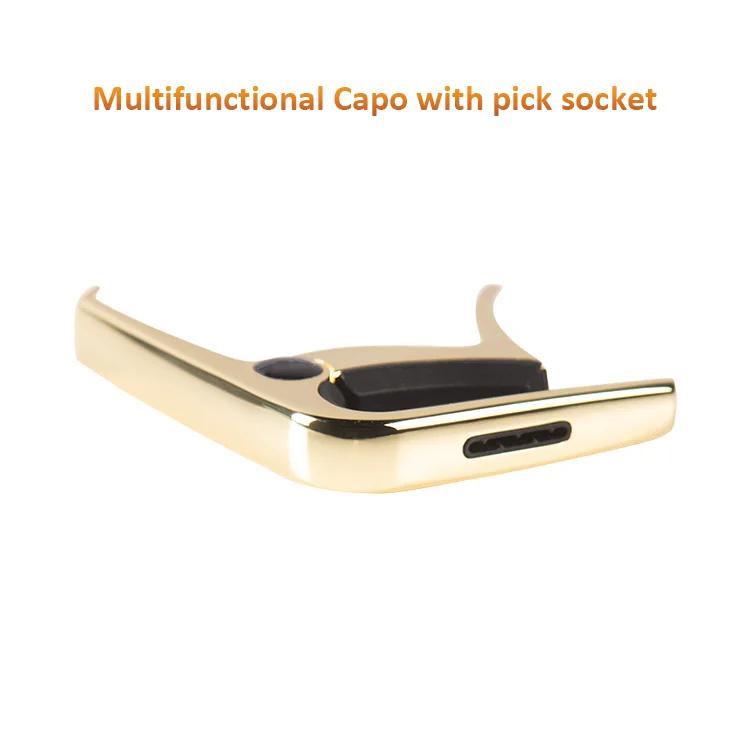 BESTUS  Golden Zinc Alloy Classical Guitar Capo Tool with 3pcs pick For Acoustic Guitar Capo