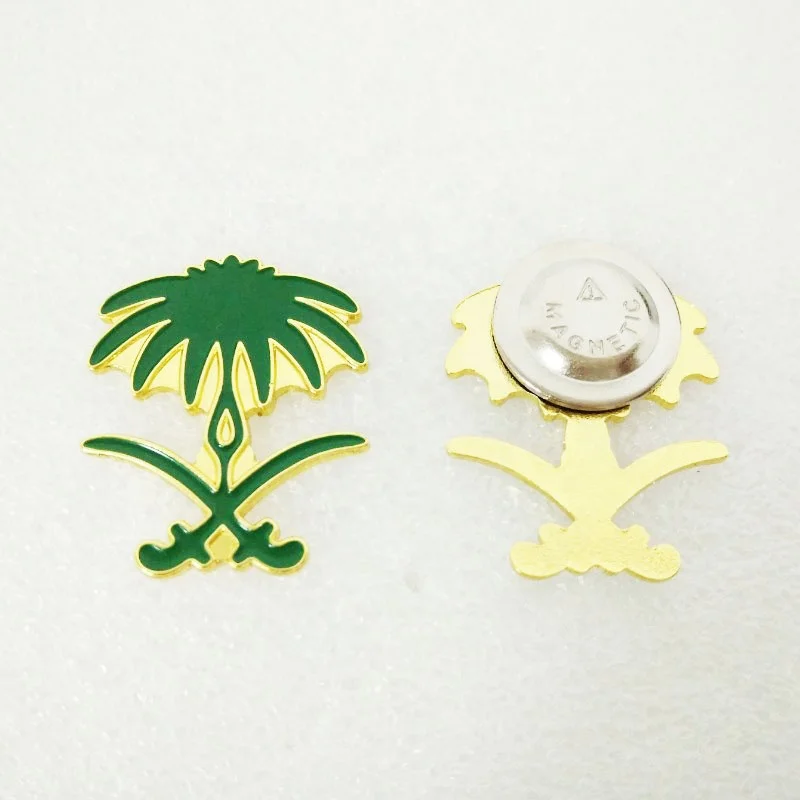 Ready stock  3D logo gold plated metal palm tree saudi arabia pin fast shipping