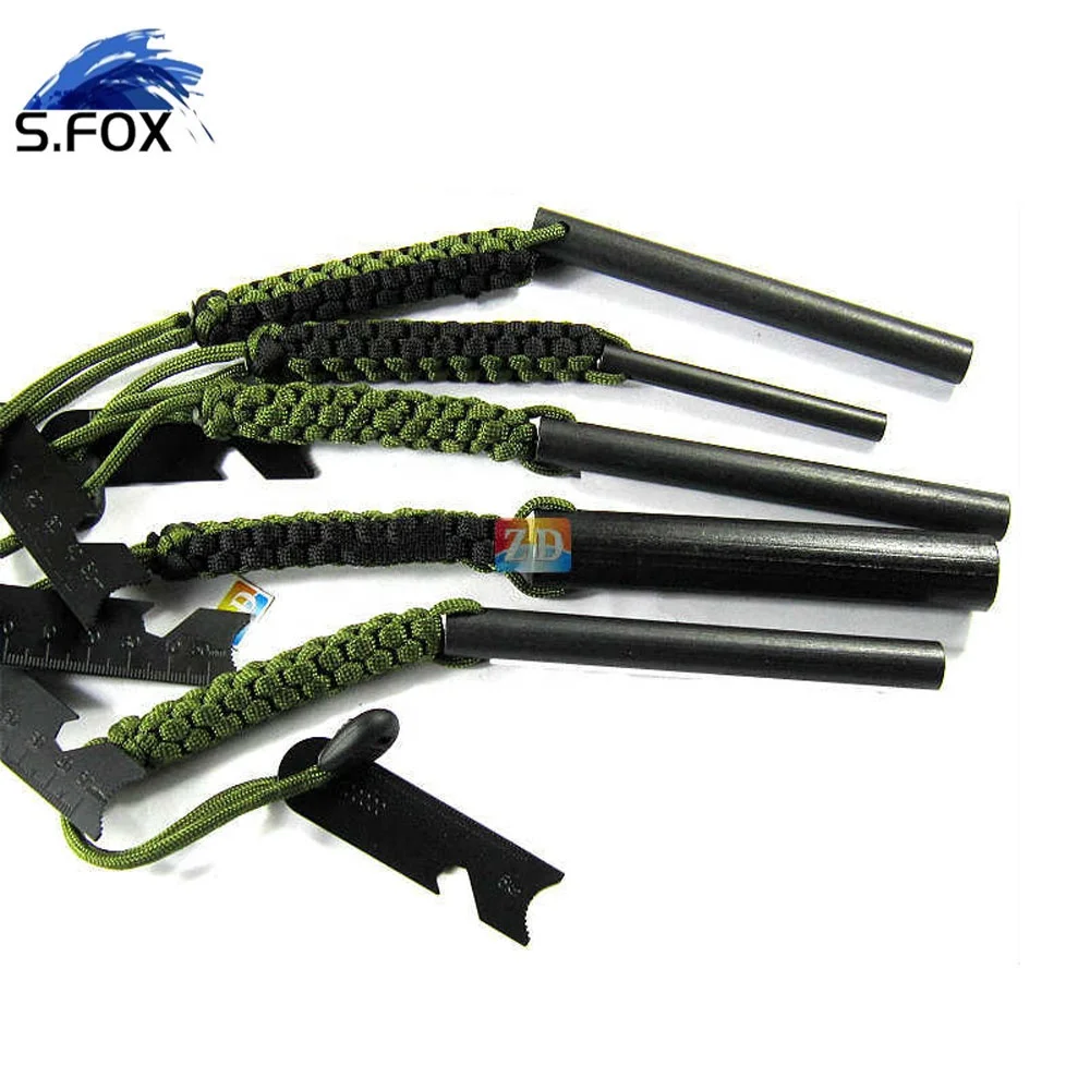 1/2x5 inch fire starter flint emergency ferrocerium survival tool fire starter with weave parachute cord